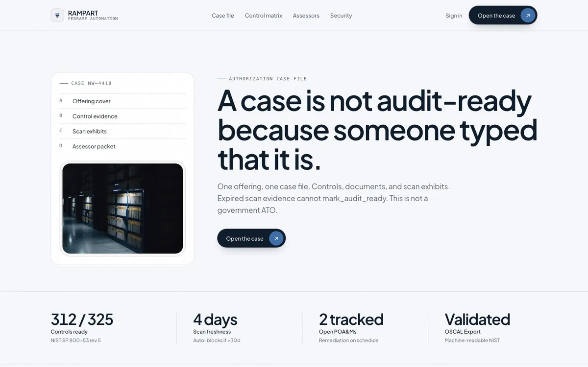 Rampart continuous compliance evidence and audit pack