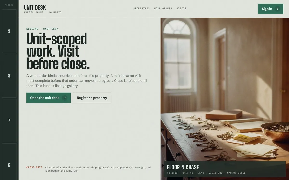Property operations landing page